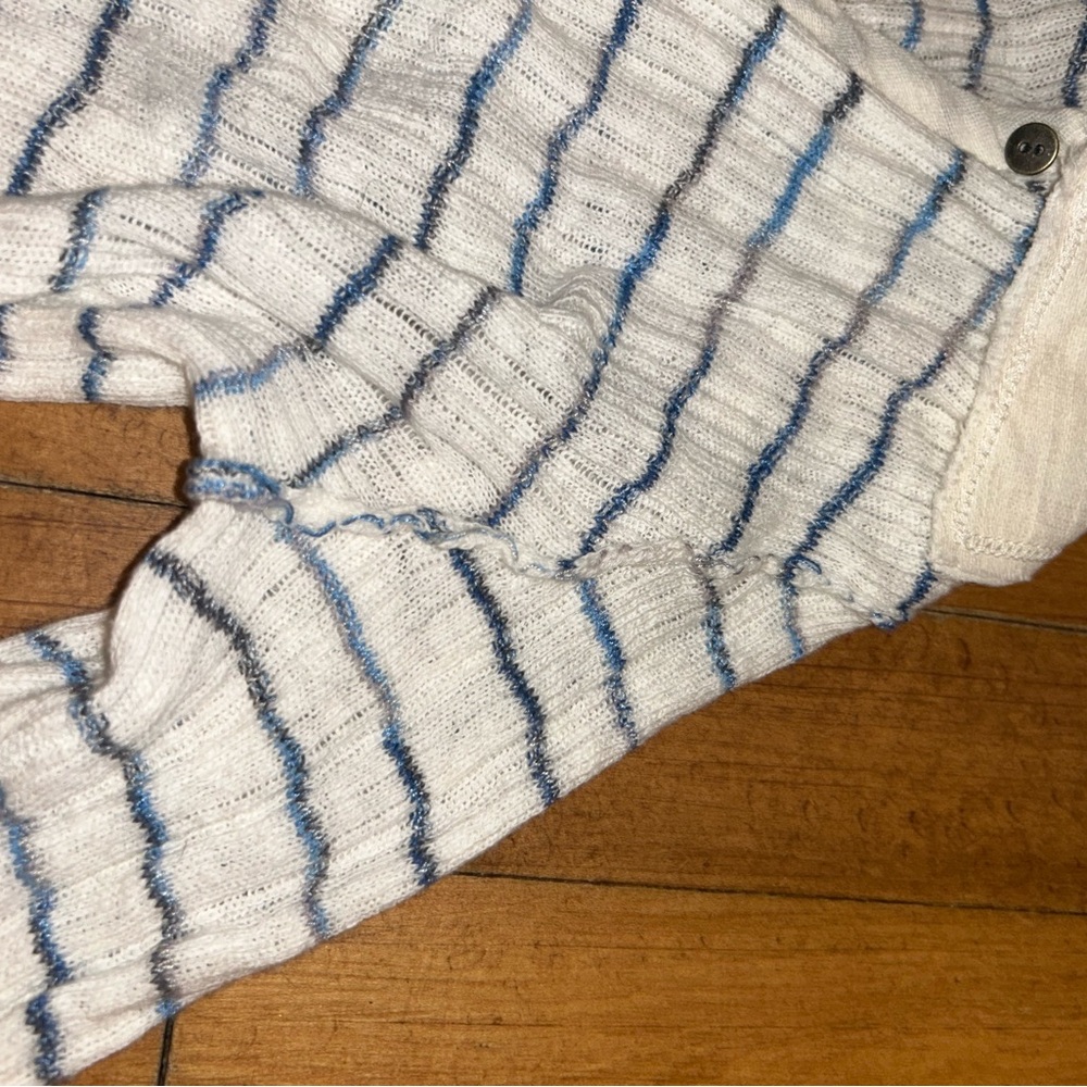 Free People Cream and Blue Striped Collared Cardigan XL NWT - Picture 4 of 6